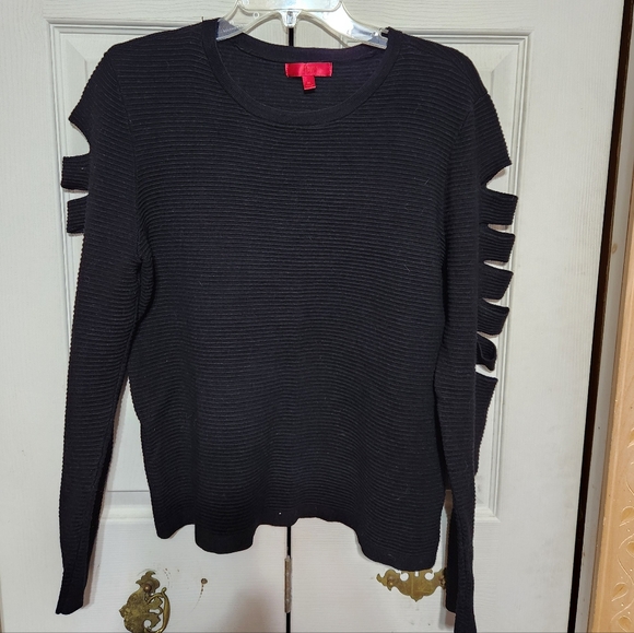 J Lo Black Sweater with Cut-Out Sleeves - Picture 2 of 10